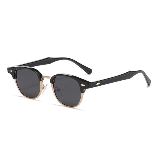 Retro Browline Round Polarized Sunglasses – UV400 Rivet Frame