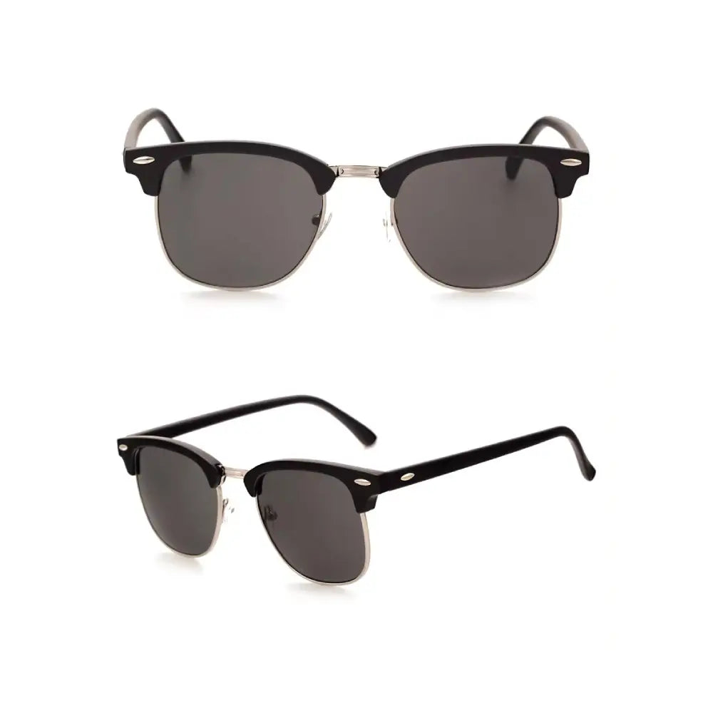 Classic Clubmaster Sunglasses – Vintage Browline UV400 Polarized Shades