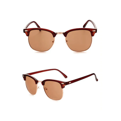 Classic Clubmaster Sunglasses – Vintage Browline UV400 Polarized Shades