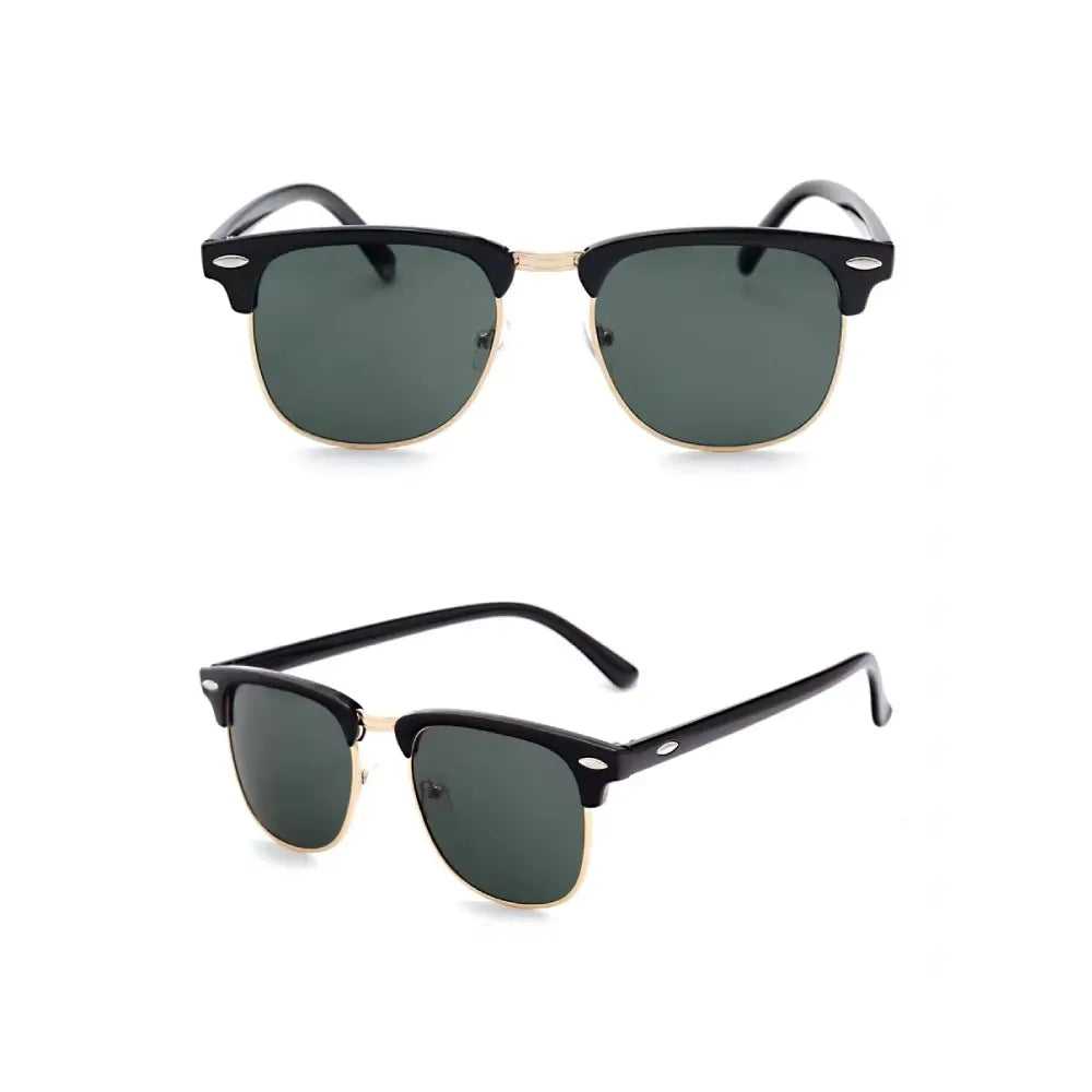 Classic Clubmaster Sunglasses – Vintage Browline UV400 Polarized Shades