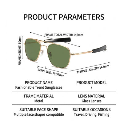 AO Pilot Polarized Sunglasses – Vintage Metal Frame Driving Shades