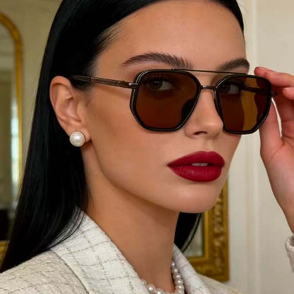 Fashion Geometric Double-Beam Aviator Sunglasses Lightweight
