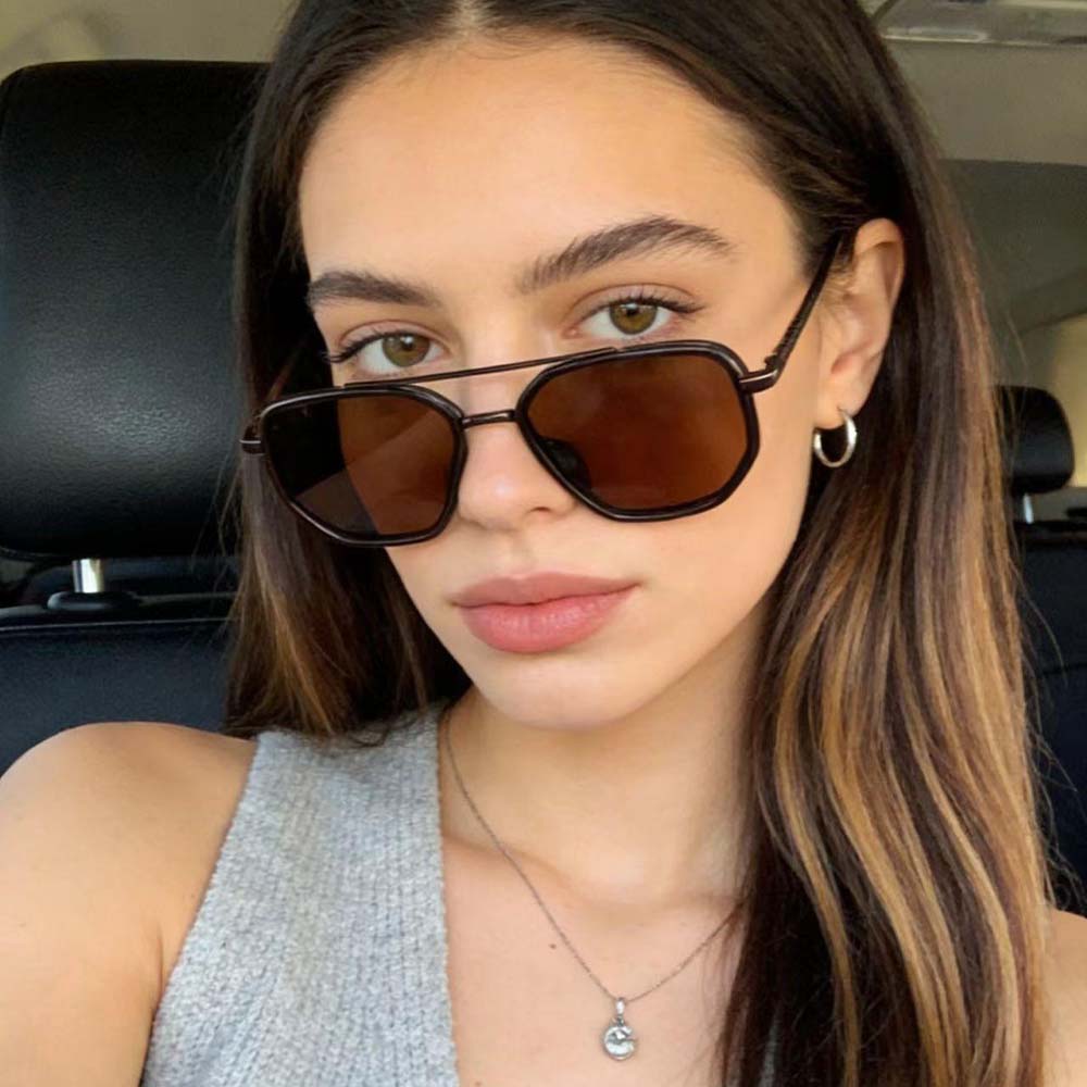 Fashion Geometric Double-Beam Aviator Sunglasses Lightweight