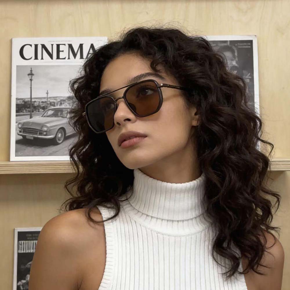 Fashion Geometric Double-Beam Aviator Sunglasses Lightweight