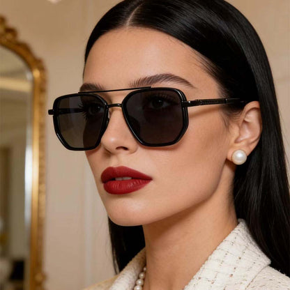 Fashion Geometric Double-Beam Aviator Sunglasses Lightweight