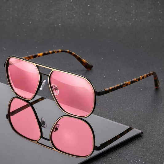 Retro Polygon Aviator Sunglasses UV400 Protection