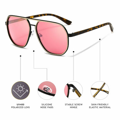 Retro Polygon Aviator Sunglasses UV400 Protection