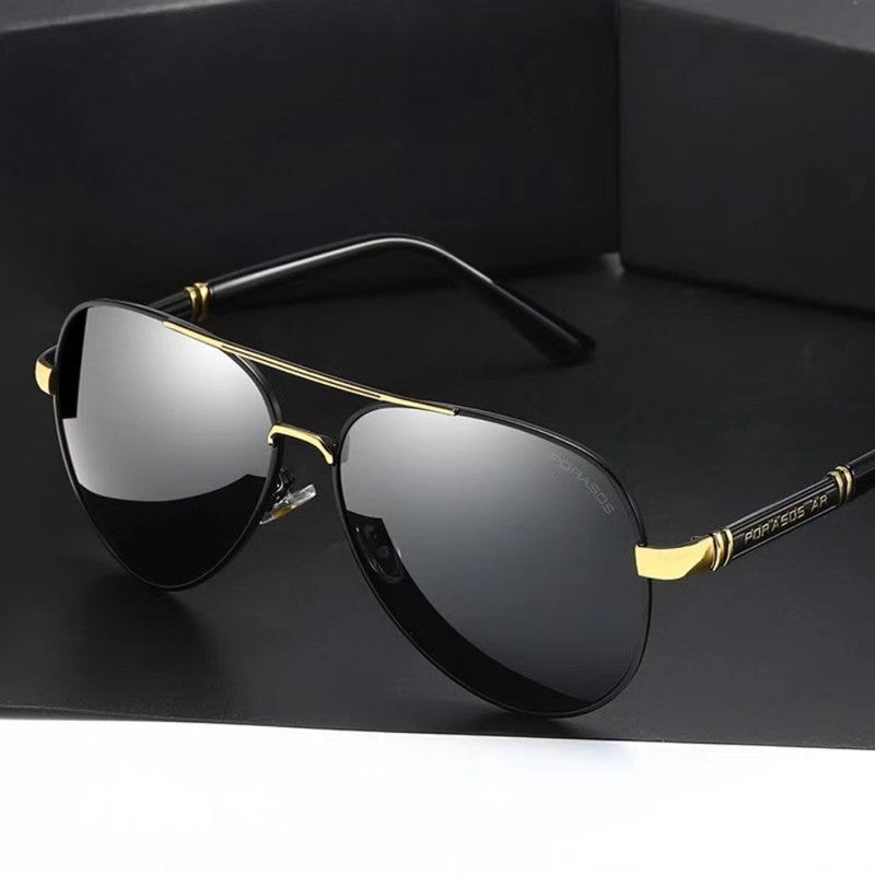 Professional Metal Polarized Aviator Sunglasses Vintage Large Frame Shades