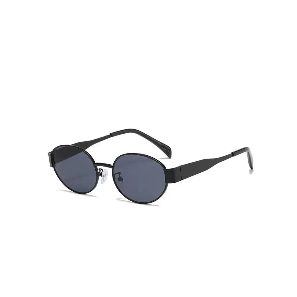Vintage Metal Oval Sunglasses – Retro Triumphal Arch Design