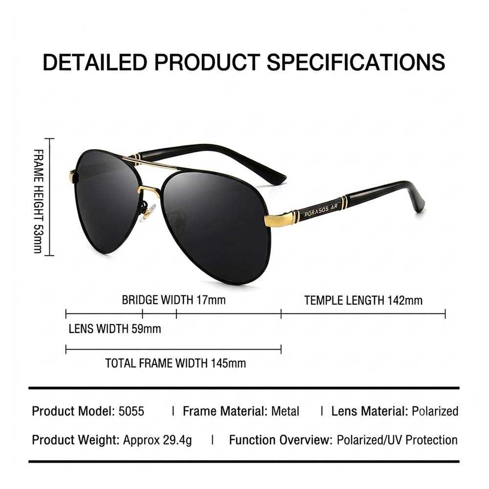 Professional Metal Polarized Aviator Sunglasses Vintage Large Frame Shades