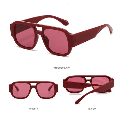 Retro Aviator Sunglasses Vintage Double Bridge Fashion Shades