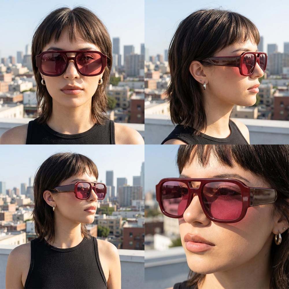 Retro Aviator Sunglasses Vintage Double Bridge Fashion Shades