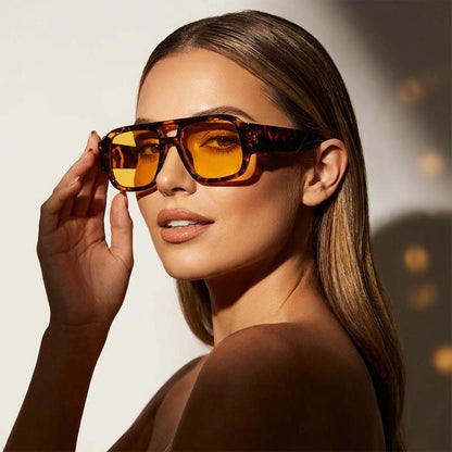 Retro Aviator Sunglasses Vintage Double Bridge Fashion Shades