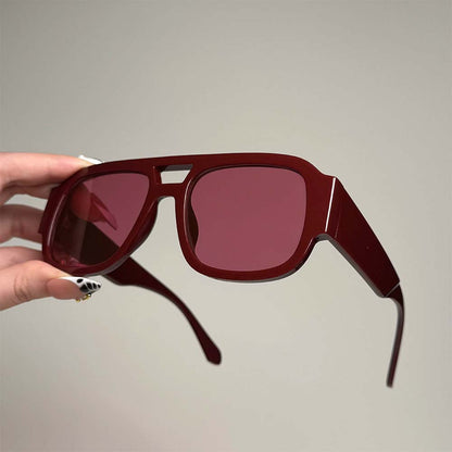 Retro Aviator Sunglasses Vintage Double Bridge Fashion Shades
