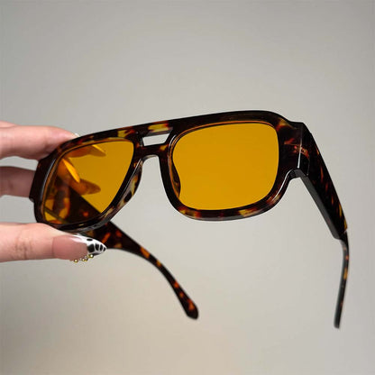 Retro Aviator Sunglasses Vintage Double Bridge Fashion Shades