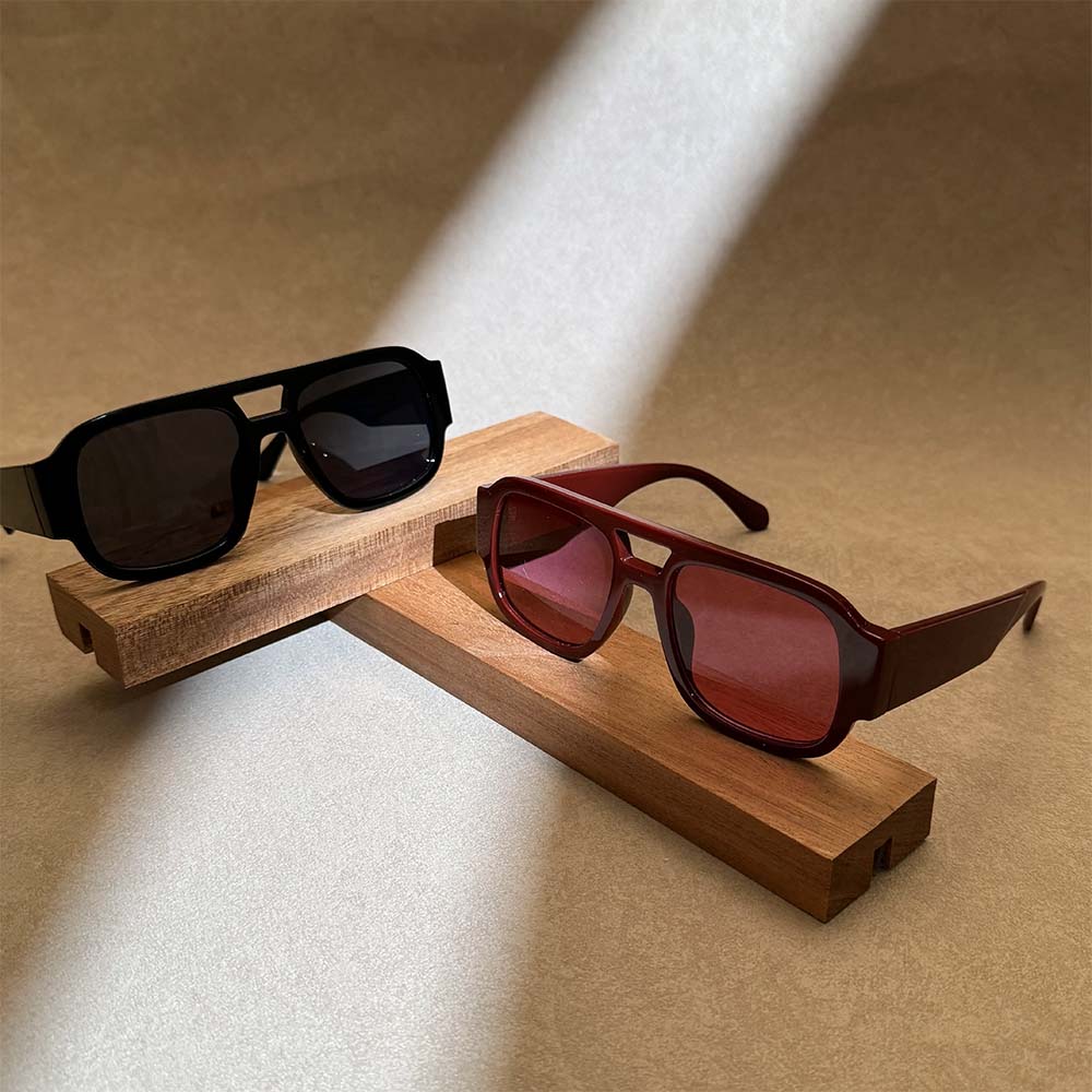 Retro Aviator Sunglasses Vintage Double Bridge Fashion Shades