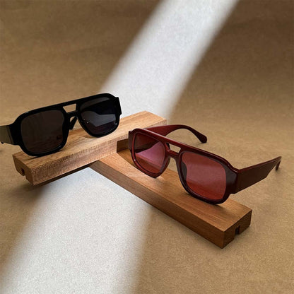 Retro Aviator Sunglasses Vintage Double Bridge Fashion Shades