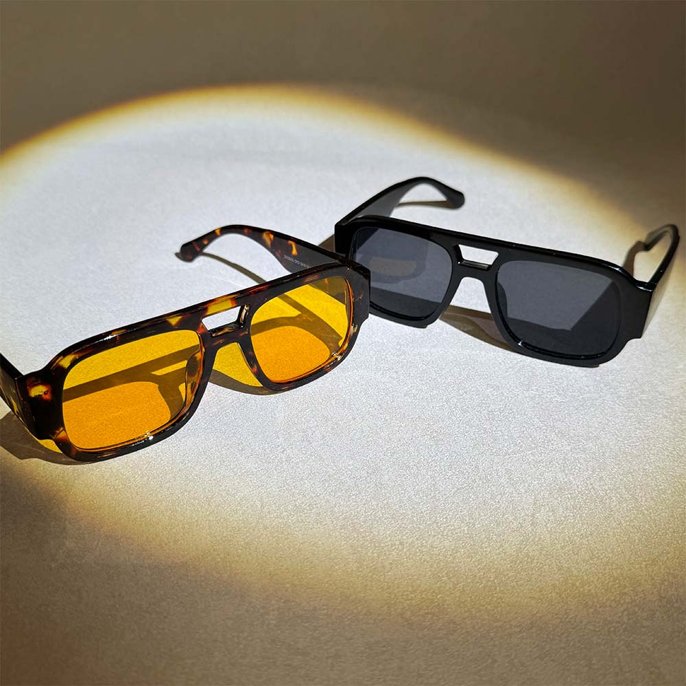 Retro Aviator Sunglasses Vintage Double Bridge Fashion Shades