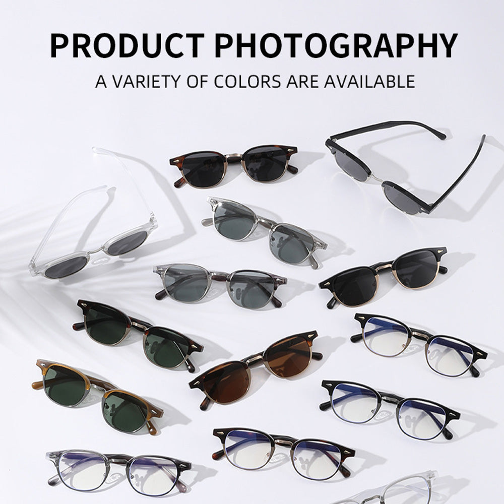 Retro Browline Round Polarized Sunglasses – UV400 Rivet Frame