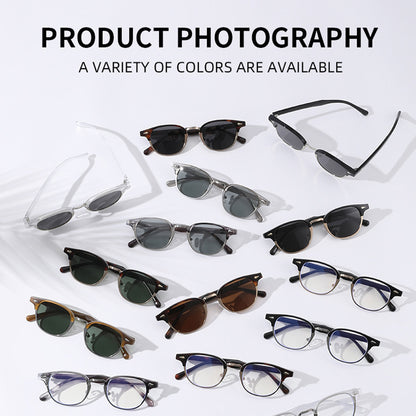 Retro Browline Round Polarized Sunglasses – UV400 Rivet Frame