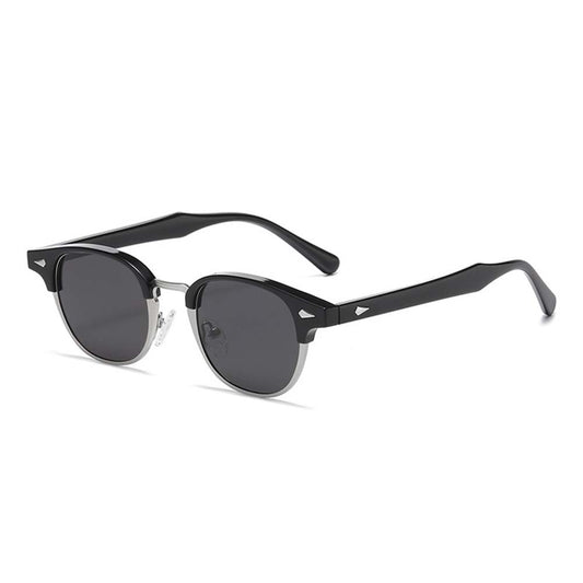 Retro Browline Round Polarized Sunglasses – UV400 Rivet Frame