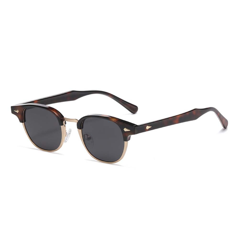 Retro Browline Round Polarized Sunglasses – UV400 Rivet Frame