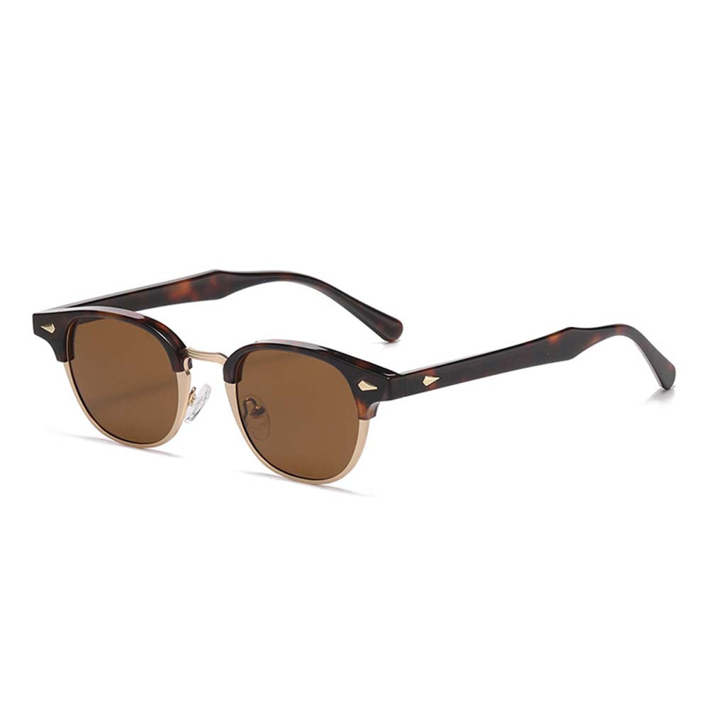 Retro Browline Round Polarized Sunglasses – UV400 Rivet Frame