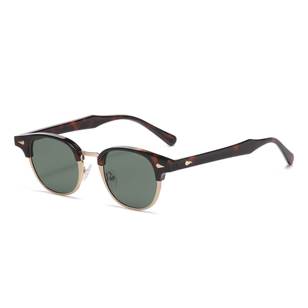 Retro Browline Round Polarized Sunglasses – UV400 Rivet Frame