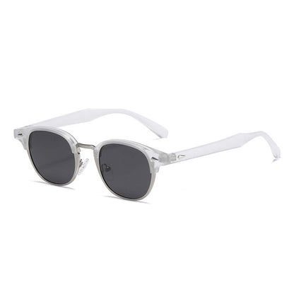 Retro Browline Round Polarized Sunglasses – UV400 Rivet Frame