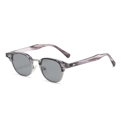Retro Browline Round Polarized Sunglasses – UV400 Rivet Frame