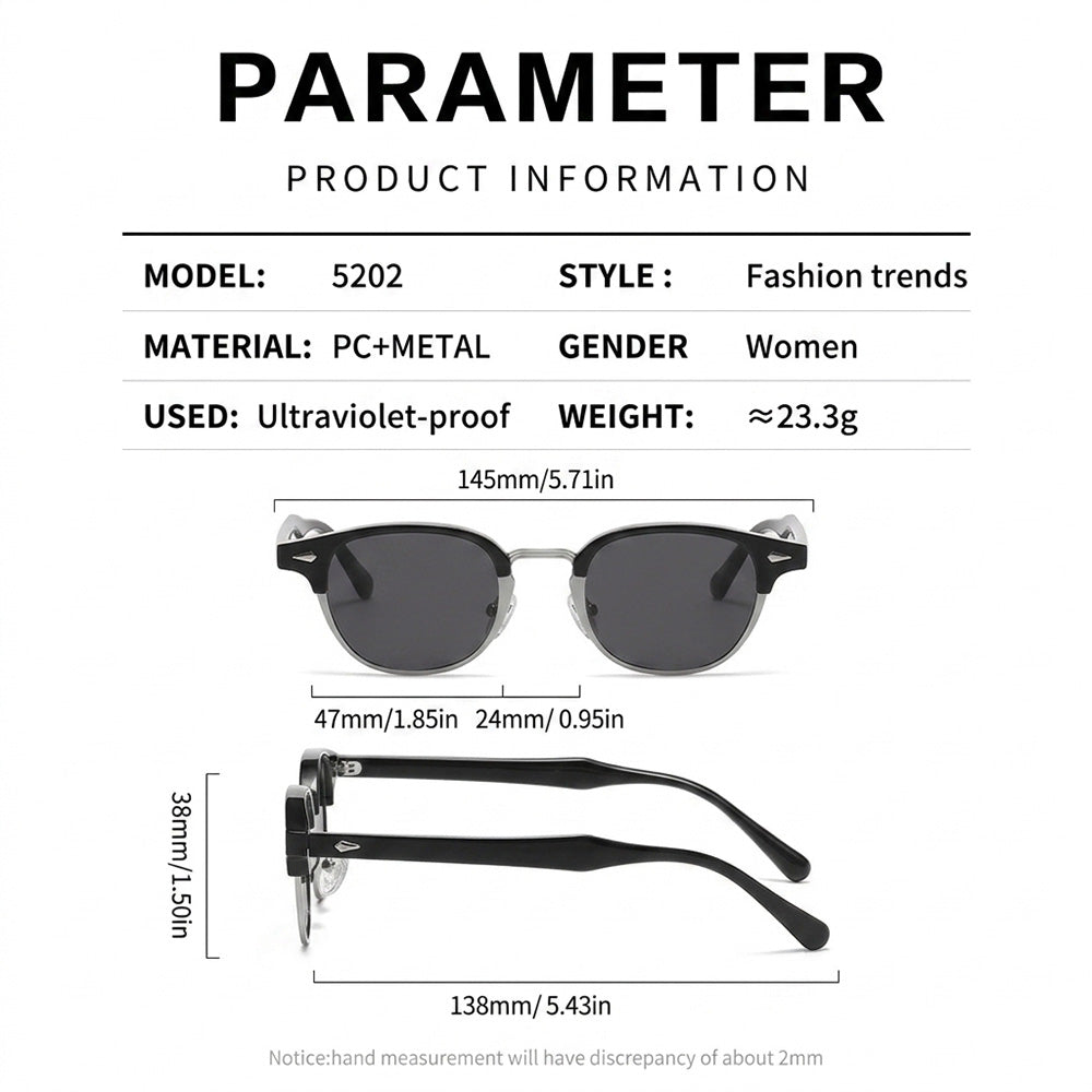 Retro Browline Round Polarized Sunglasses – UV400 Rivet Frame