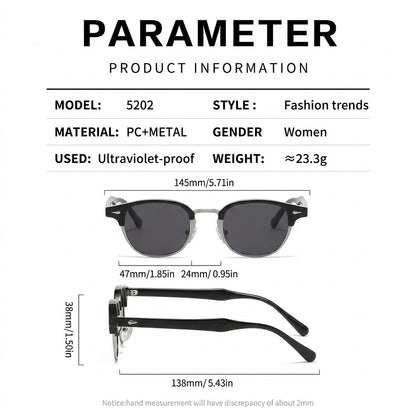 Retro Browline Round Polarized Sunglasses – UV400 Rivet Frame