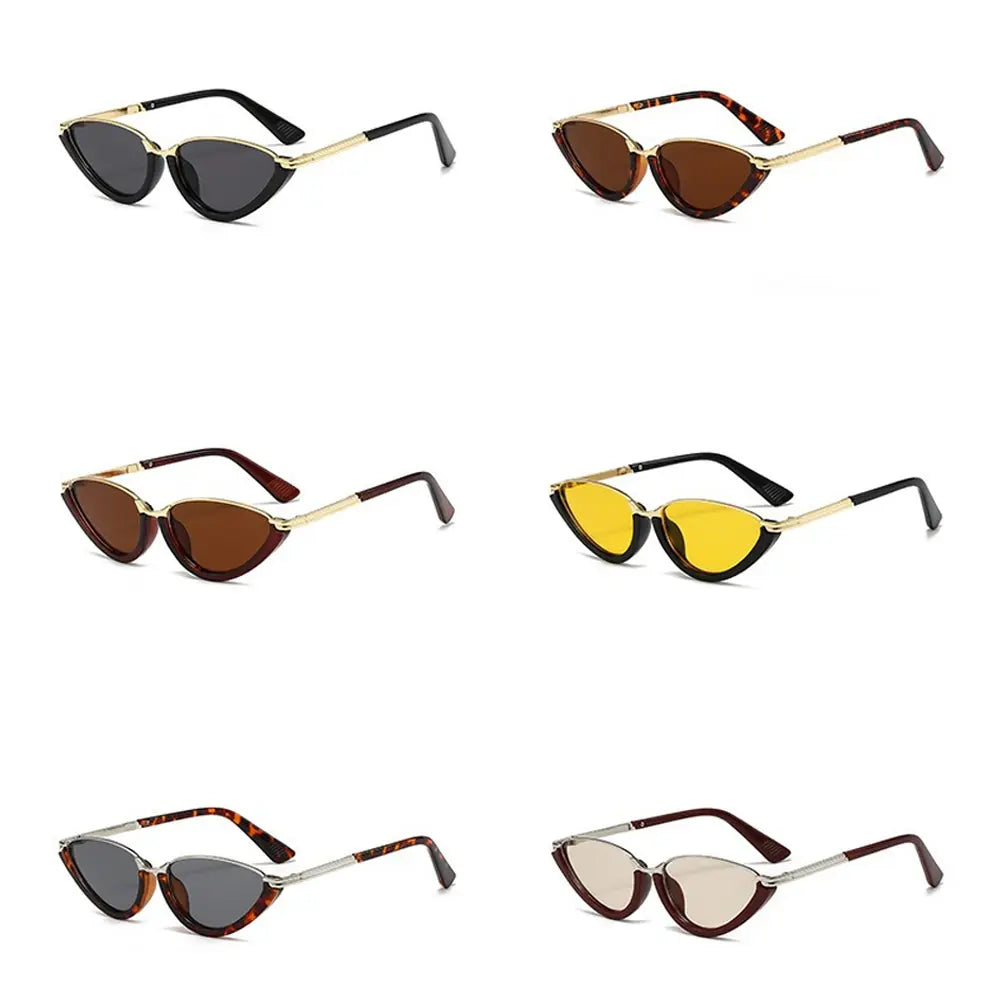 Retro Cat Eye Half-Frame Sunglasses Y2K Punk Metal Frame