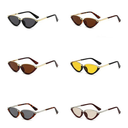 Retro Cat Eye Half-Frame Sunglasses Y2K Punk Metal Frame