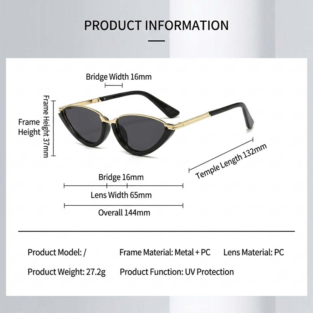 Retro Cat Eye Half-Frame Sunglasses Y2K Punk Metal Frame