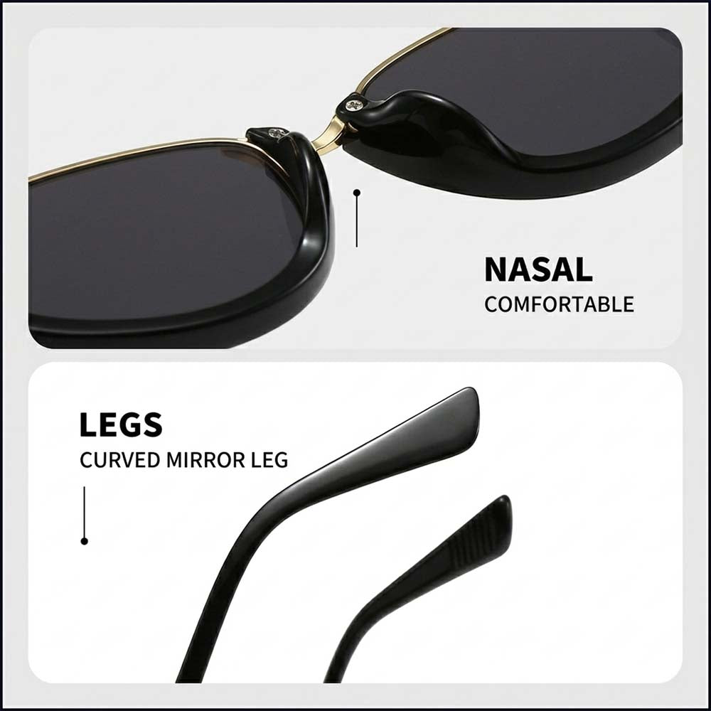 Retro Cat Eye Half-Frame Sunglasses Y2K Punk Metal Frame