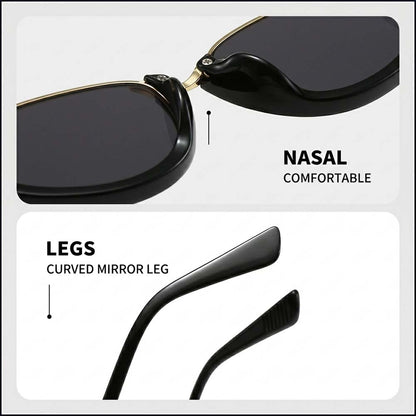 Retro Cat Eye Half-Frame Sunglasses Y2K Punk Metal Frame