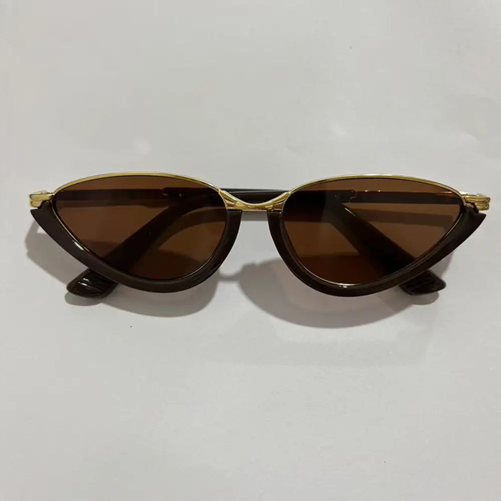 Retro Cat Eye Half-Frame Sunglasses Y2K Punk Metal Frame