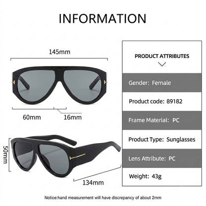 Retro Double-Bridge Pilot Sunglasses Large Frame Urban Shades