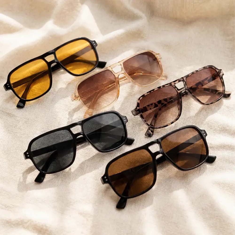 Retro Double Bridge Aviator Sunglasses
