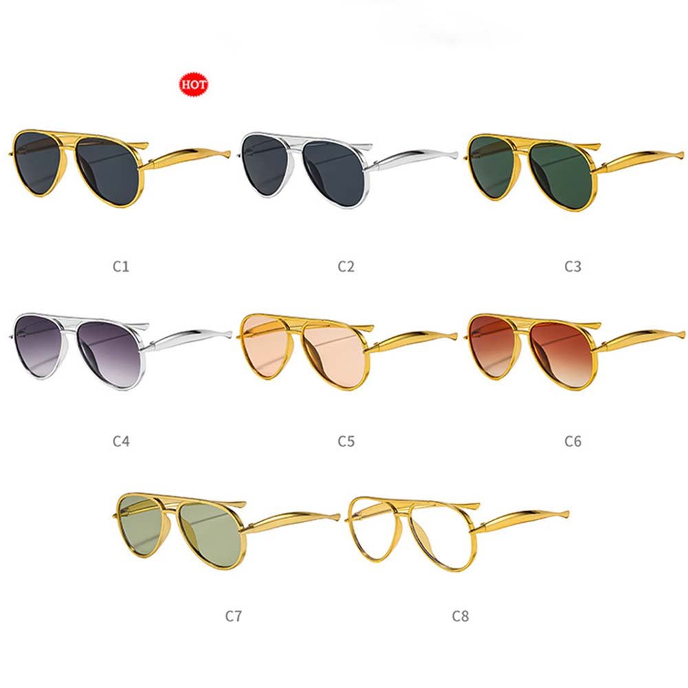 Retro Doppelsteg-Pilotenbrille Vintage Metall UV400 Sonnenbrille