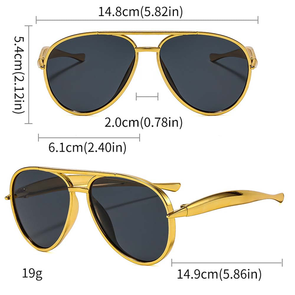 Retro Doppelsteg-Pilotenbrille Vintage Metall UV400 Sonnenbrille