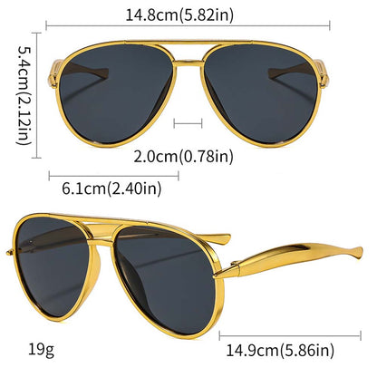 Retro Doppelsteg-Pilotenbrille Vintage Metall UV400 Sonnenbrille
