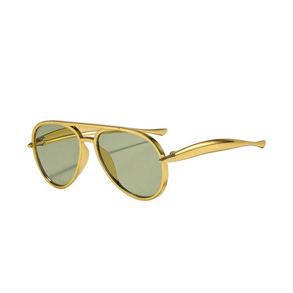 Retro Doppelsteg-Pilotenbrille Vintage Metall UV400 Sonnenbrille