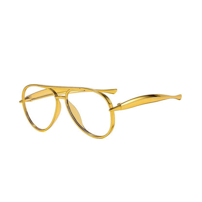 Retro Doppelsteg-Pilotenbrille Vintage Metall UV400 Sonnenbrille