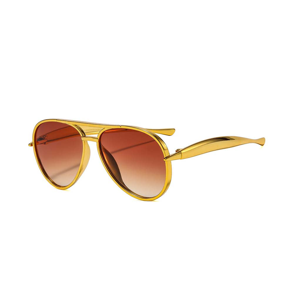 Retro Doppelsteg-Pilotenbrille Vintage Metall UV400 Sonnenbrille