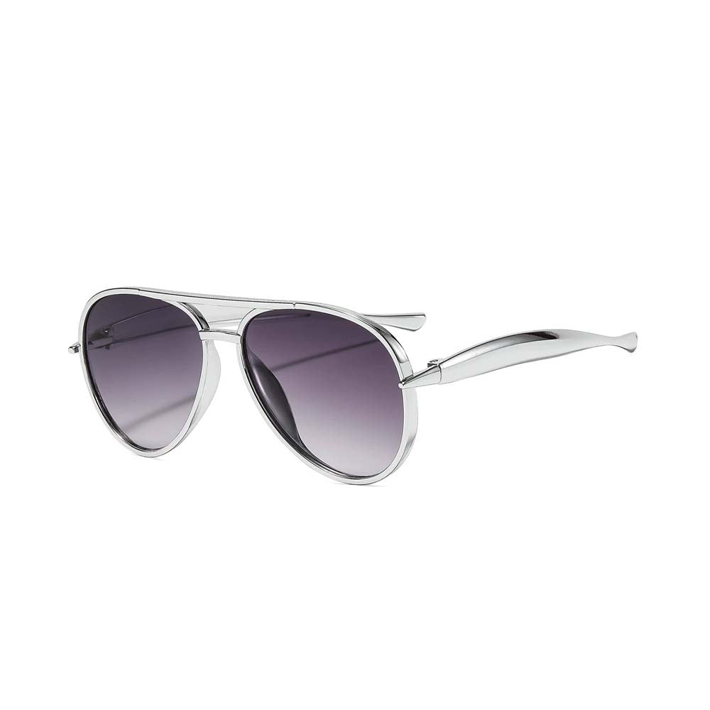Retro Doppelsteg-Pilotenbrille Vintage Metall UV400 Sonnenbrille