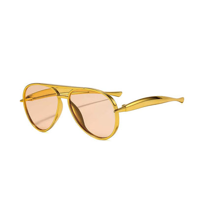 Retro Doppelsteg-Pilotenbrille Vintage Metall UV400 Sonnenbrille