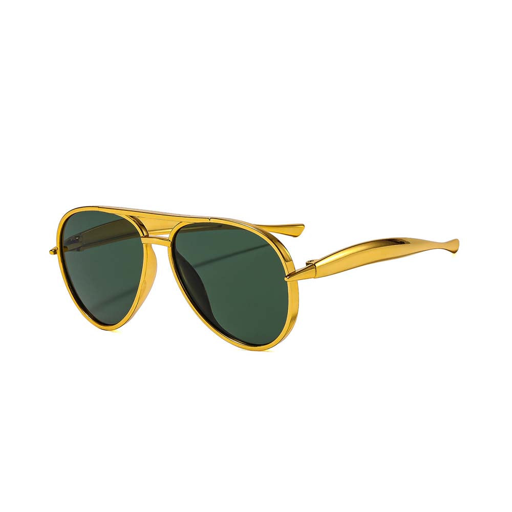 Retro Doppelsteg-Pilotenbrille Vintage Metall UV400 Sonnenbrille
