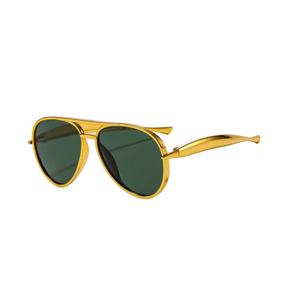 Retro Doppelsteg-Pilotenbrille Vintage Metall UV400 Sonnenbrille